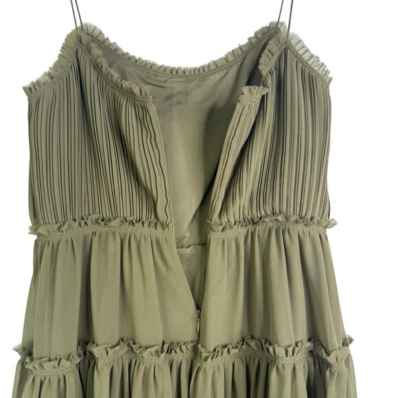 NWT Banana Republic Tigers Eye Green Strappy Midi Dress Size 10 Spaghetti Strap - Picture 15 of 15